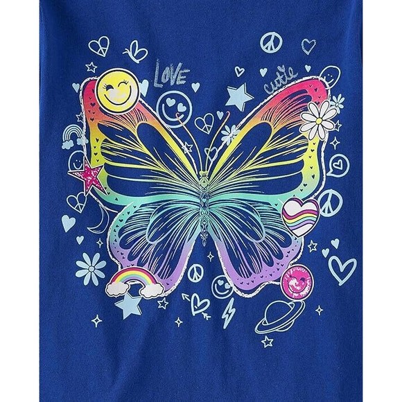 The Children's Place Girls' Short Sleeve Butterfly Graphic T-Shirt Size Medium - Picture 2 of 3